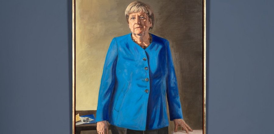 Das Porträt der Bundeskanzlerin Erstpräsentation des offiziellen Porträts von Bundeskanzlerin a.D. Angela Merkel at Bode-Museum, Berlin
